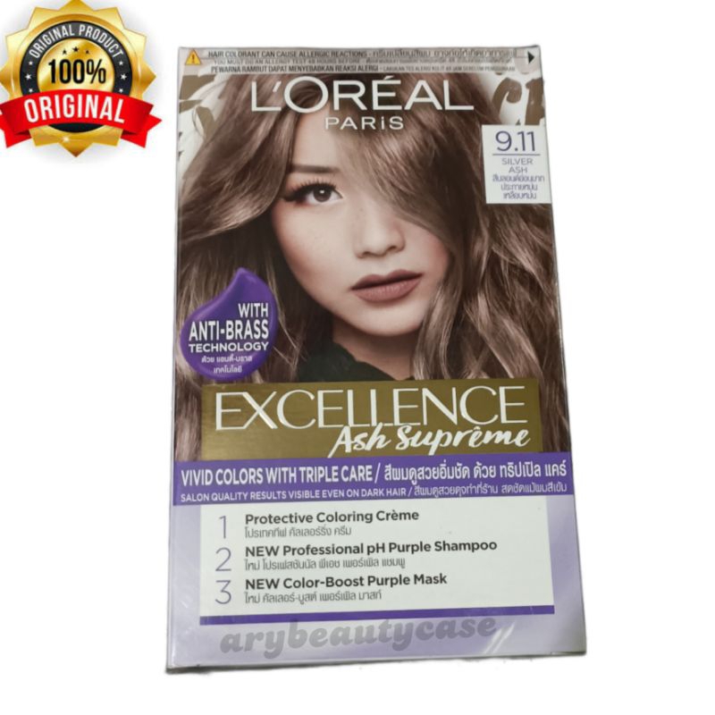 L'oreal paris excellence fashion hair color cat rambut 9.11 silver ash pewarna rambut