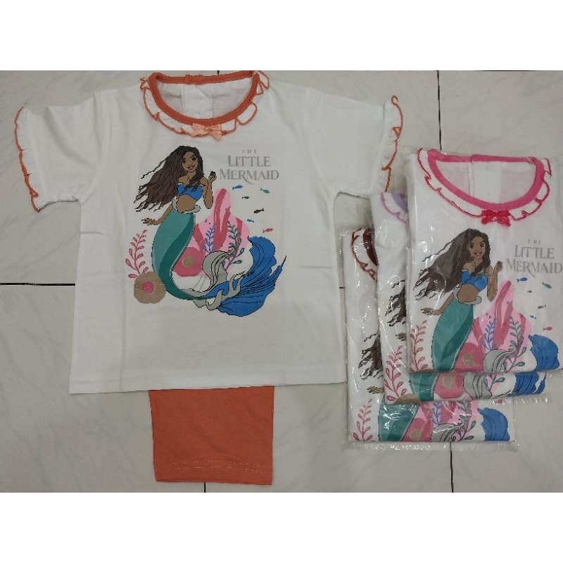 Baju tidur anak/Piyama anak motif Mermaid umur 1 sampai 12 tahun