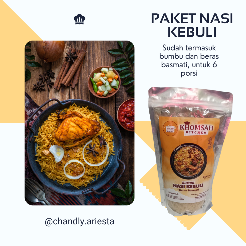 

BUMBU NASI KEBULI KHOMSAH BUMBU NASI KEBULI KOMPLIT KHAS ARAB BUMBU NASI KEBULI INSTAN