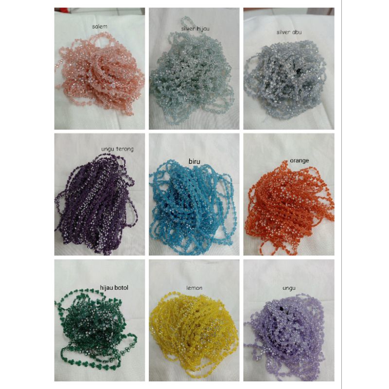 diamond rangkai baris 3mata/Payet 3 Mata Per 45cm