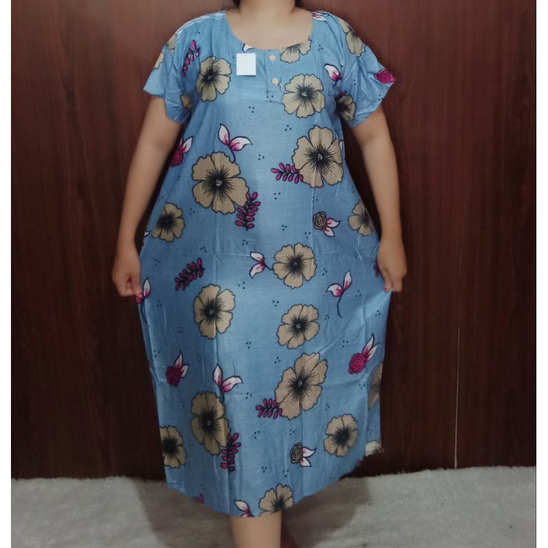 ( JUMBO )  XXXL Ld 130cm Daster Ibu motif batik bunga daun