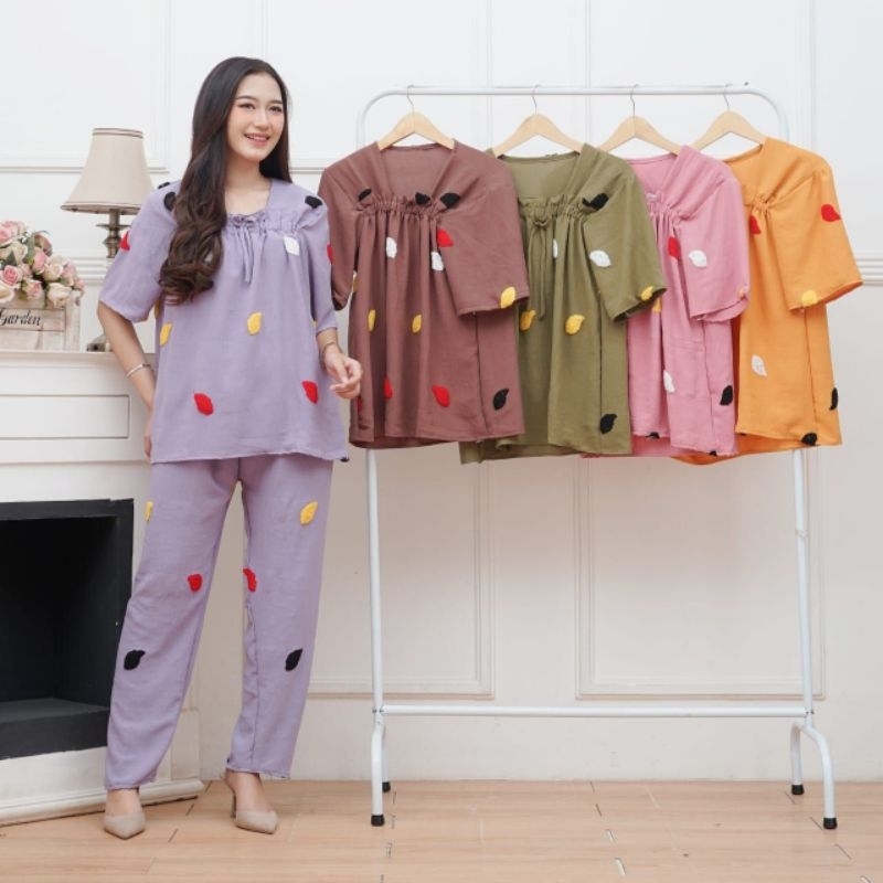 Venita Set - Setelan Wanita dewasa bahan cringkle polos - Oneset crinkle