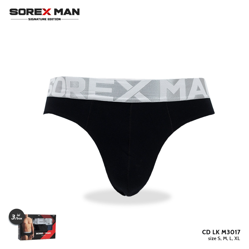 (3 PCS) Sorex Man Celana Dalam Segitiga Katun CD Pria Signature Brief Katun 100% CD LK M3017
