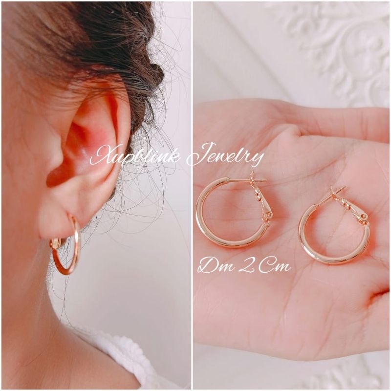 Anting Bulat Titanium Polos Model Simpel