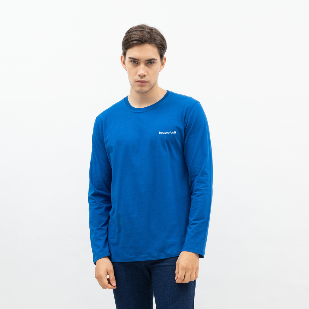 Houseofcuff Kaos Cotton Combed Lengan Panjang Pria Biru/Biru Muda
