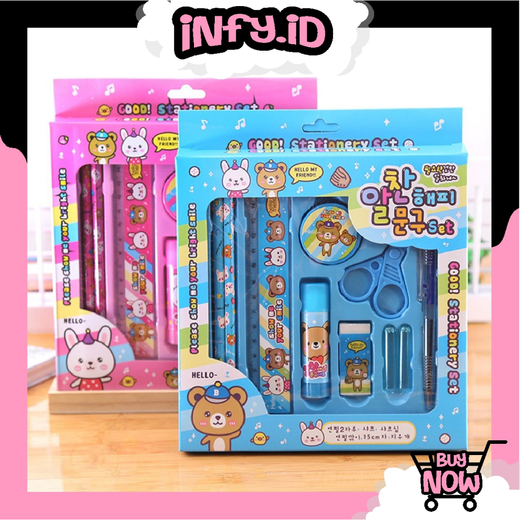 

INFY - Alat Tulis Set 8in1 Karakter A26 Paket Alat Tulis Anak TK Stationery Kids / Set School Supplies Gift Eraser Ruler S090