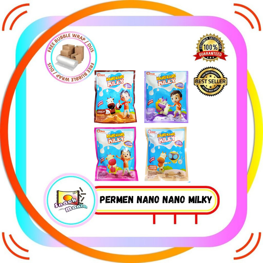 

Permen Nano Nano Milky Chocolate Strawberry Cookies Cream Taro 12 gr Milk Candy