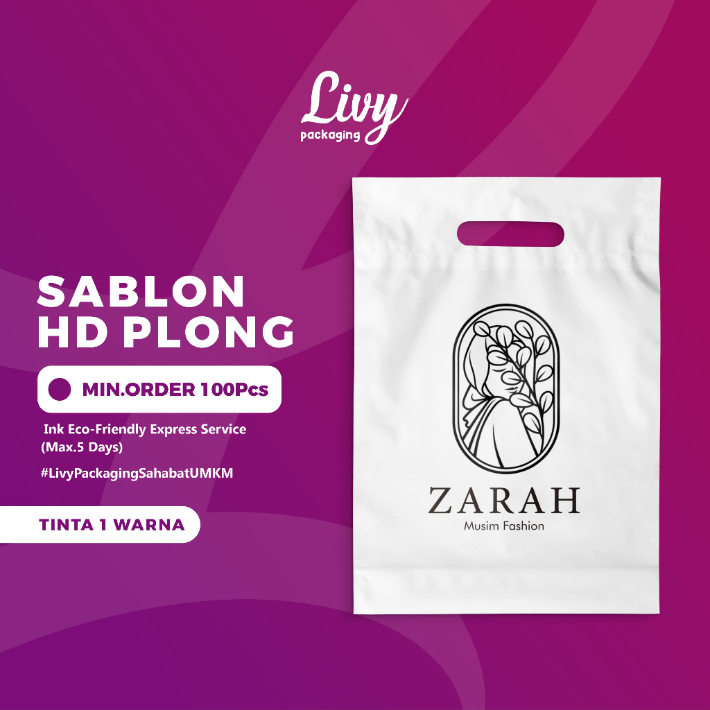 Livy Packaging - Plastik HD Plong Sablon Custom Putih