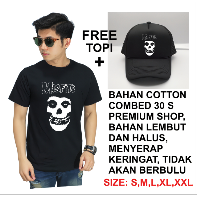 Kaos misfits + Free topi trucker premium