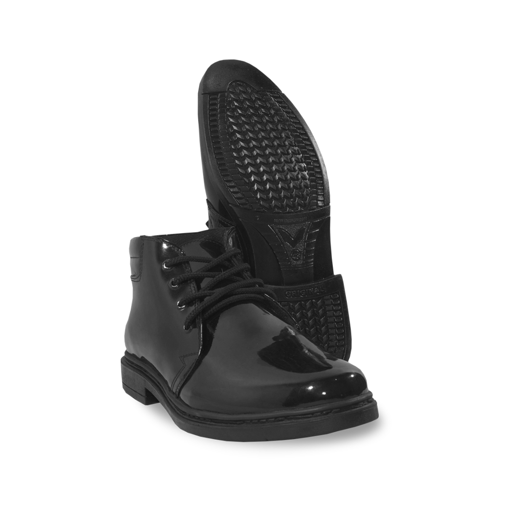 Sepatu Pantofel Semi Boots PDH 04 Resleting Talian Sintetis Kulit Sintetis Kilap
