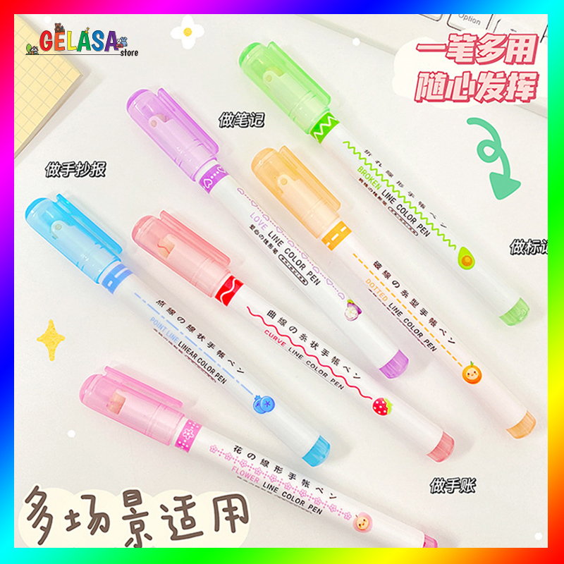 

GELASA Stabillo Linear Color Pen Pastel Highlighter Motif Dot Line Curve Love Flower Zigzag