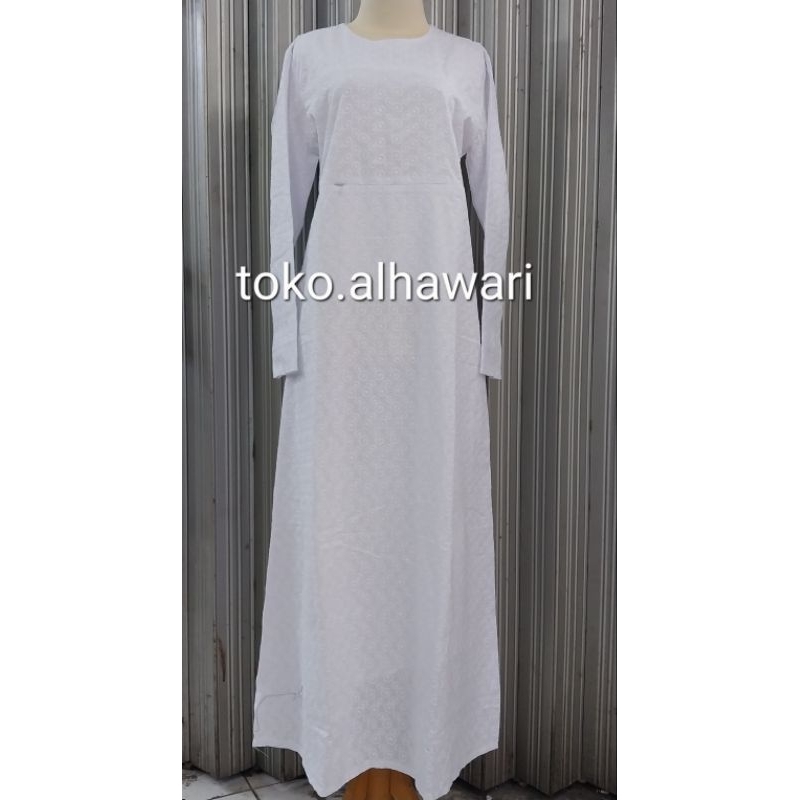 Gamis KD bordir putih gamis kantong doraemon gamis haji dan umroh perlengkapan haji dan umroh