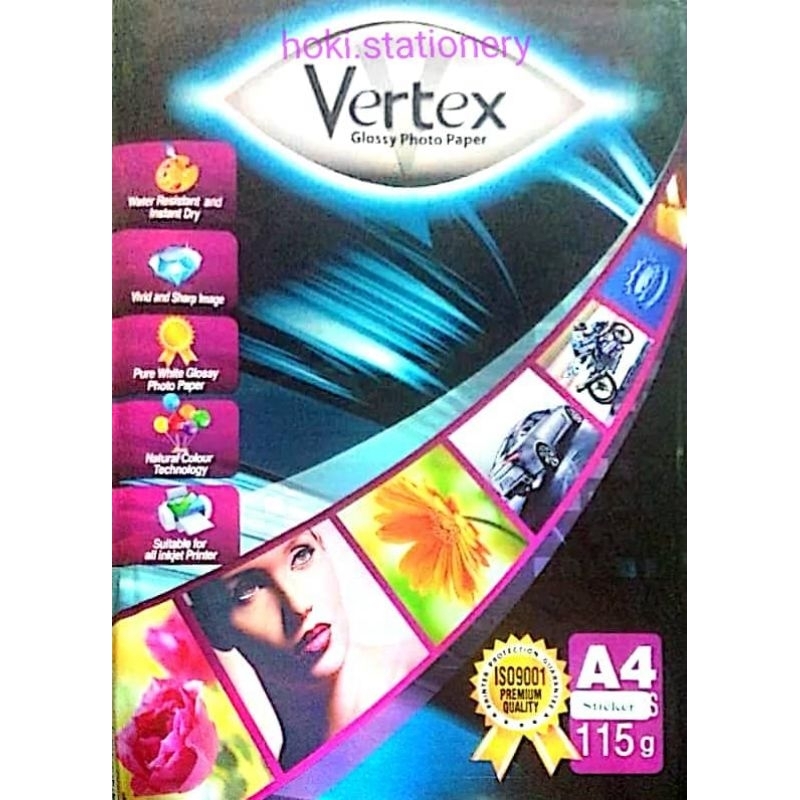 

Kertas Sticker Glossy Vertex A4 115g ( pack )