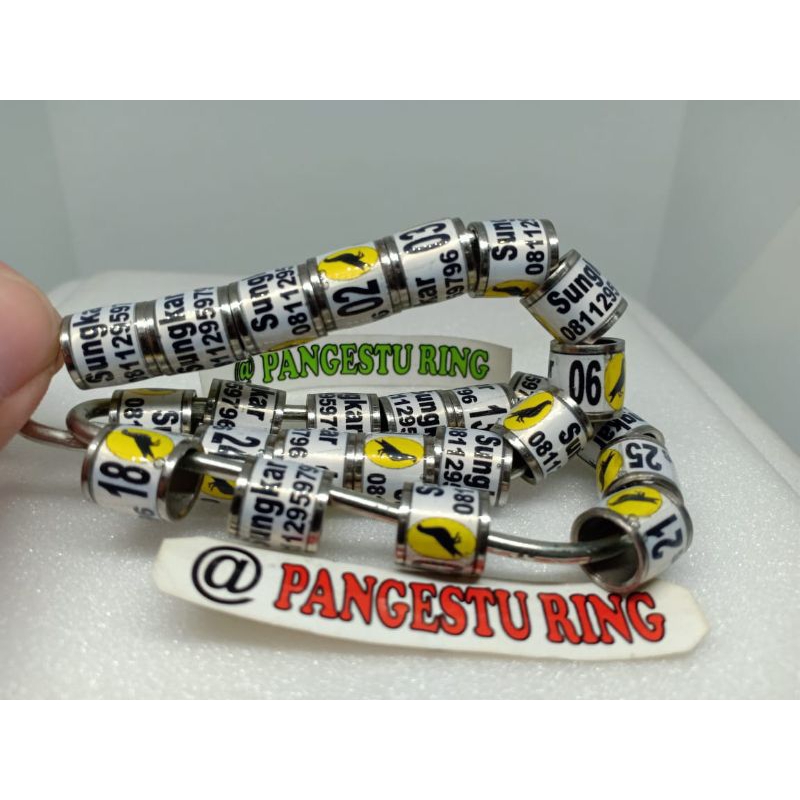 RING MERPATI RODA D'PRINTZ LUBANG 7,5 MM TINGGI 1 CM PUTIH LIS BAJA BISA REQUEST NAMA NO HP NO URUT 