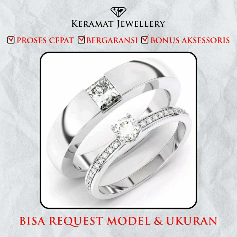 Cincin Tunangan Perak Emas Putih Couple Cincin Kawin Cincin Nikah Cincin Emas Tunangan Anniversary