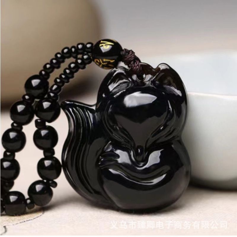 Kalung Rubah Bening Cicada Transparan Pria Wanita/Liontin Kristal Imitasi Alami Kalung Rantai Sweter