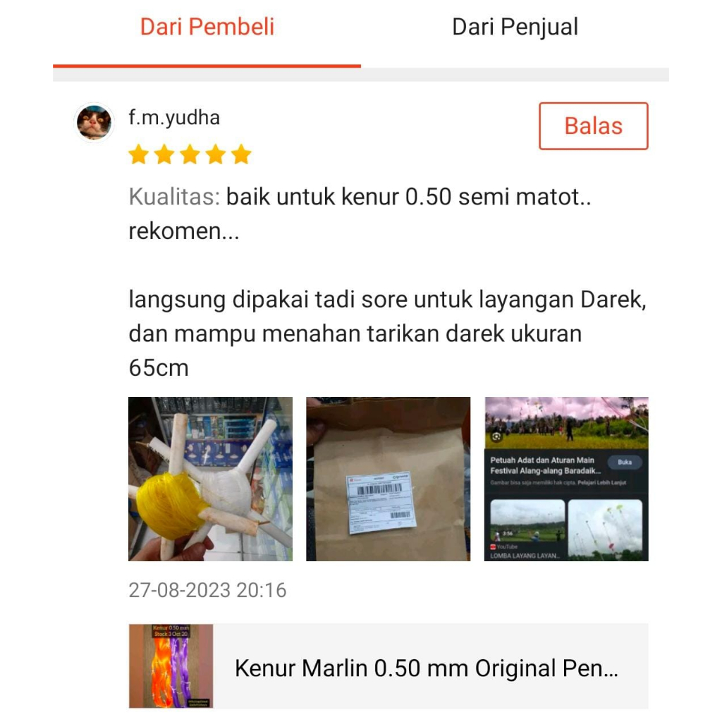 Hisperingin_ Kenur Marlin 0.50 Mm Original Pengulur Semi Matot