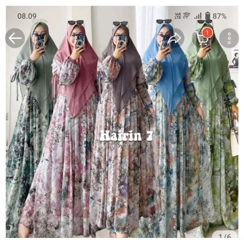 HAIRIN 7 LD110 & LD120 (LABEL SAVNA) | SET GAMIS SYARI CERUTY MOTIF TERBARU BEST SELLER