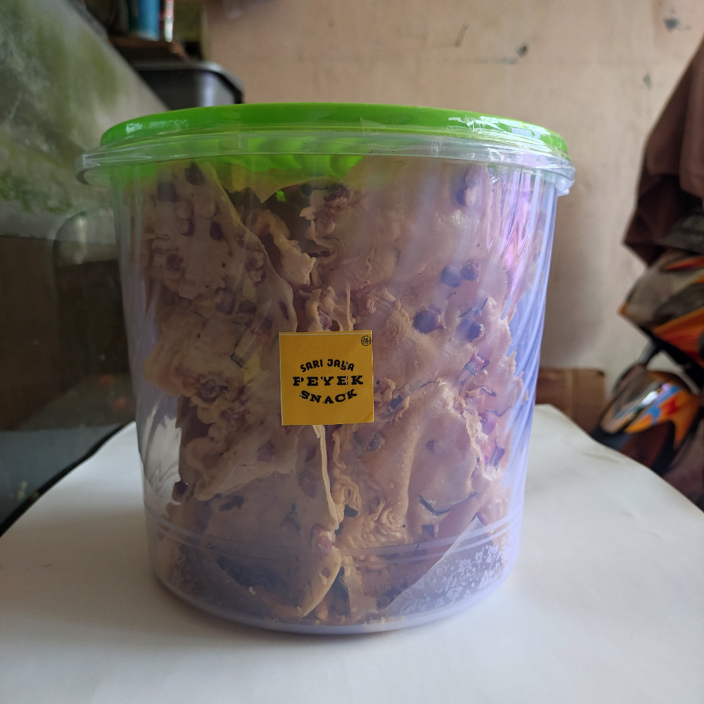 

Peyek toples 5 liter (500gram) Kacang tanah, Kacang hijau, Rebon, Teri