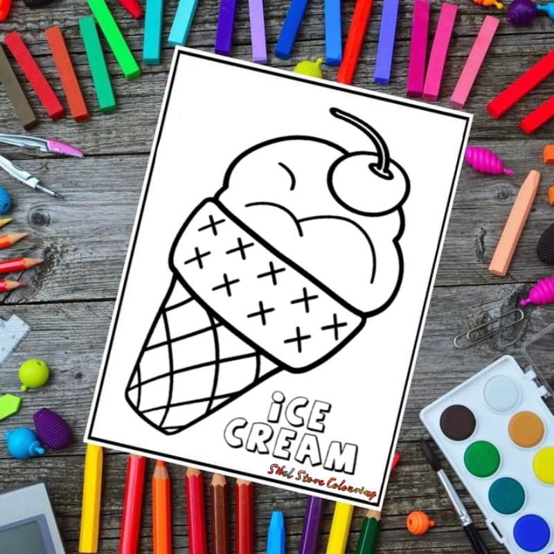 

Kertas Mewarnai Anak Tema Ice Cream 01 / Kertas Gambar (10 Lembar) / Kertas Mewarnai Anak TK / PAUD / SD