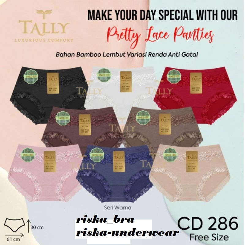 Celana Dalam wanita  Katun Renda Bamboo Fibre Fit to XL CD tally 286
