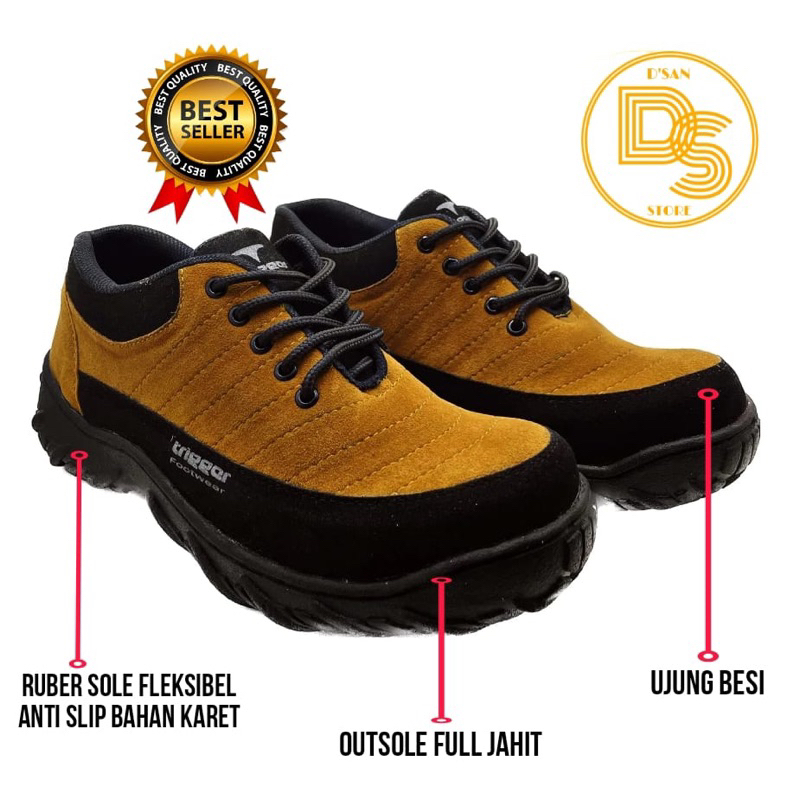 SEPATU SAFETY PRIA UJUNG BESI SIZE 38-50 SEPATU SAFETY TRIGER UJUNG BESI BIG SIZE UKURAN JUMBO