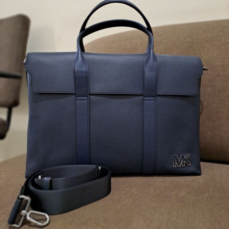 TAS PRIA MICHAEL KORS COOPER BRIEFCASE LEATHER NAVY/TAS KANTOR/TAS LAPTOP