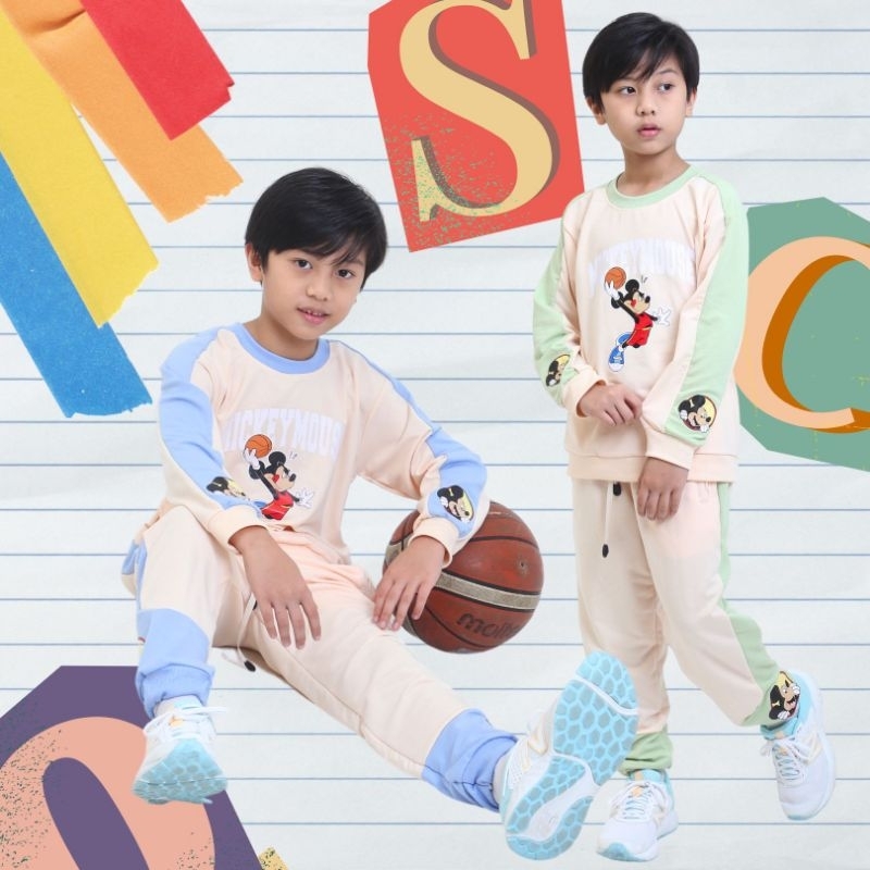 Setelan Sweater Jogger Anak 3-13 Tahun | SOC | Set Olahraga Training Jogger Panjang Anak