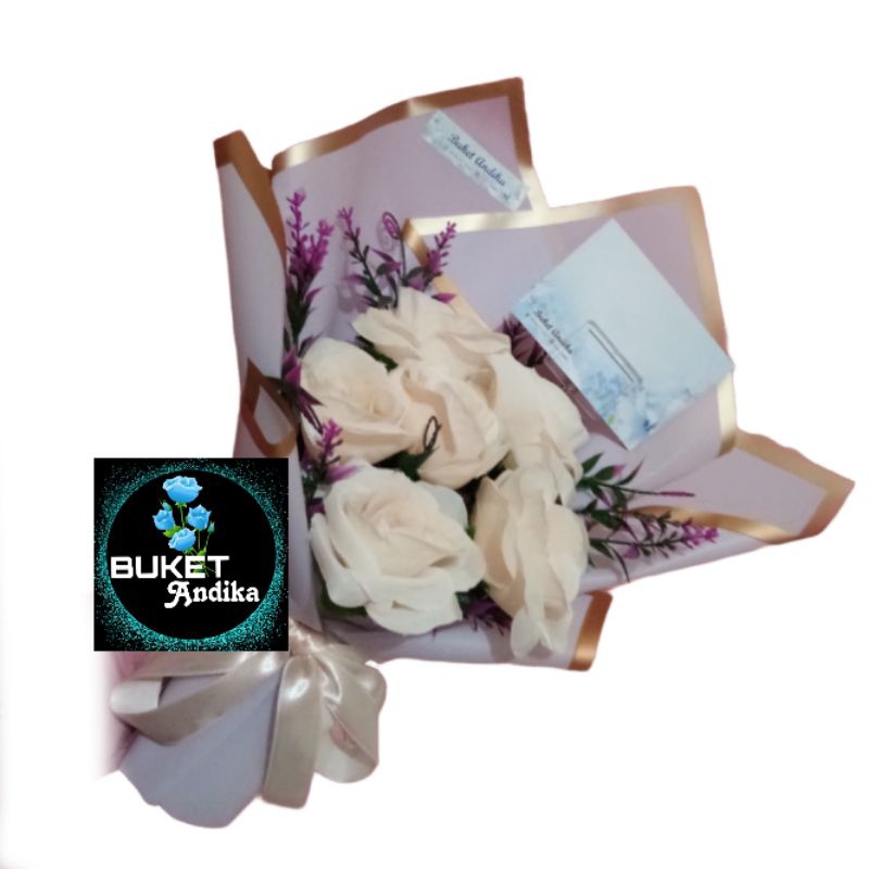 Buket mawar putih | artificial | hand bouquet