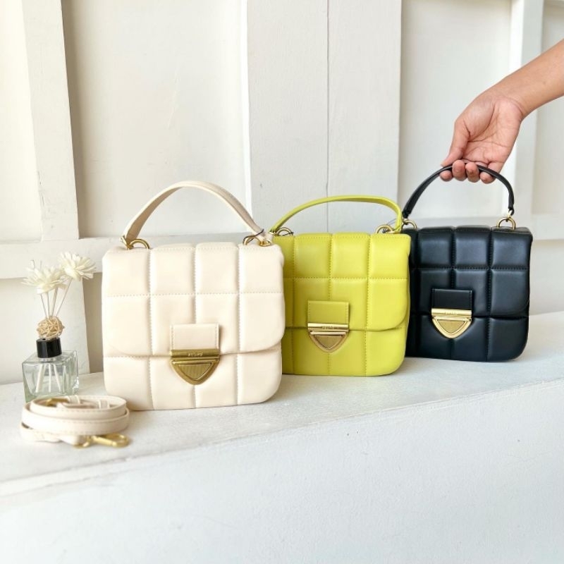 Tas pedro mini selempang hitam putih kuning lime hijau