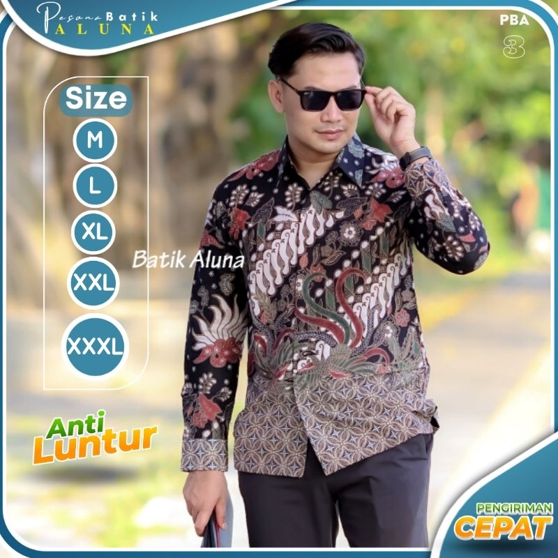 Batik Modern Pria Dewasa Lengan Panjang Premium Full Furing Motif Warna Terbaru Ukuran Size S M L XL