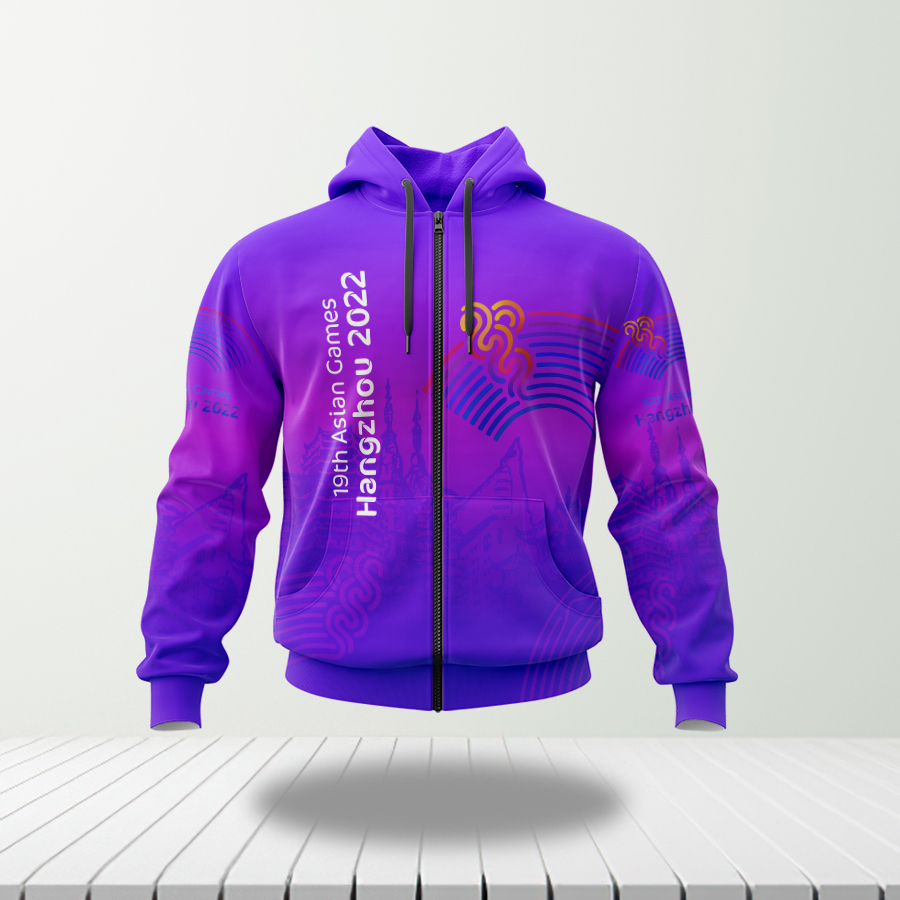 Jaket Hoodie Asian Games Hangzhou China 2023/2022 art-1 Dewasa Pria Wanita Custom Fullprint