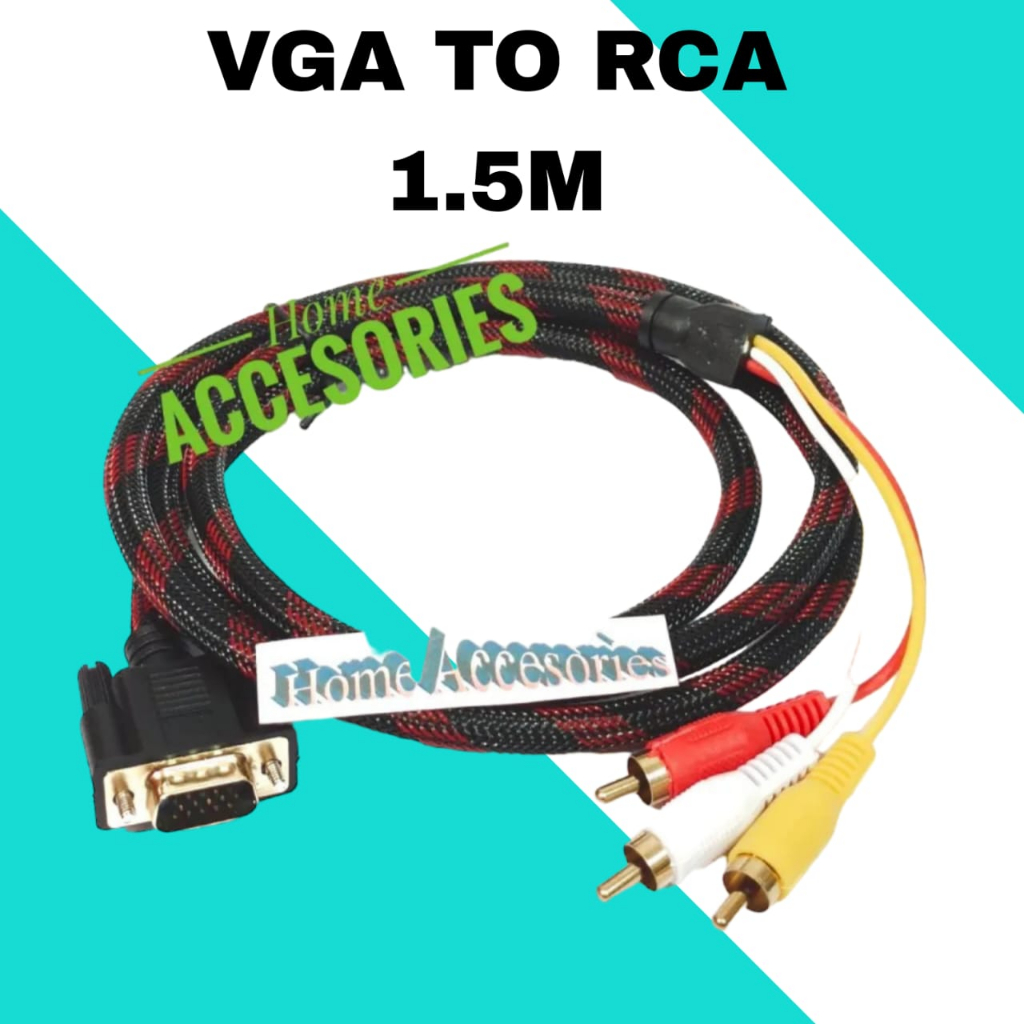 Kabel VGA To RCA 1.5M Cable VGA to AV Audio Video Jack Male 1.5M / VGA TO 3 RCA