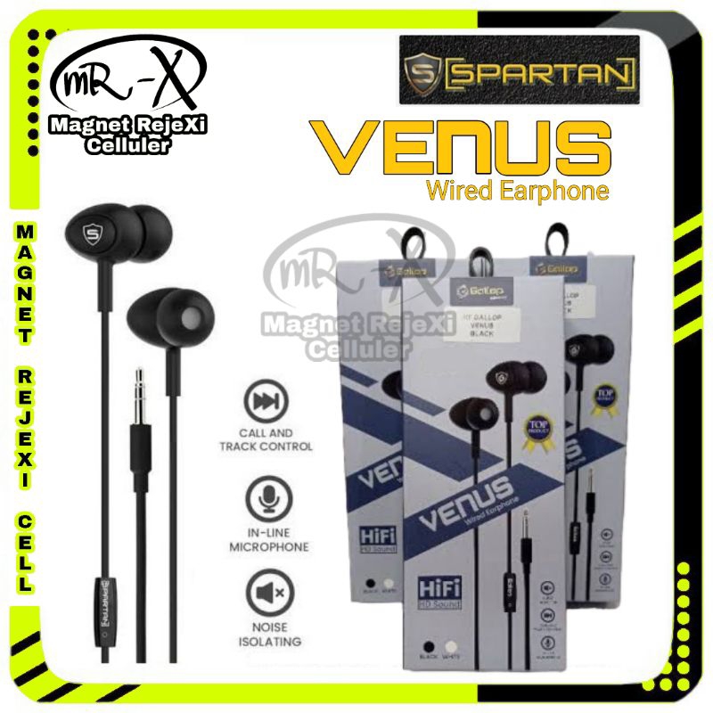 GALLOP VENUS by : SPARTAN. WIRED Earphone Headset - Hifi HD SOUND POWERFULL BASS