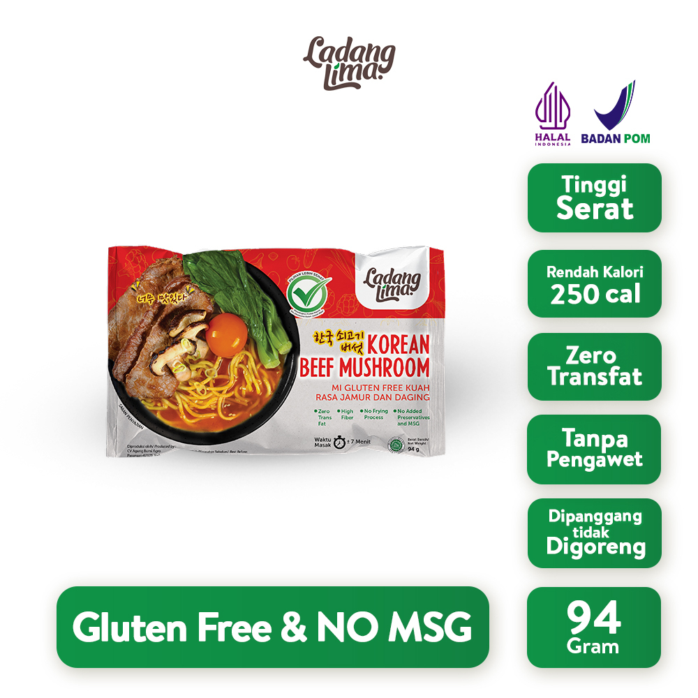 

Ladang Lima Korean Beef Mushroom Noodle Gluten Free 94gr