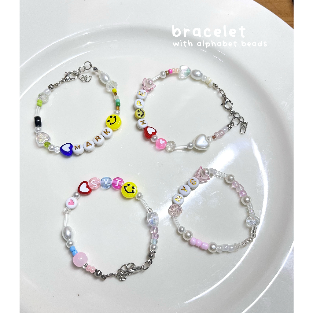 Gelang Manik Idol Kpop | Beads Bracelet | Gelang Korea | Gelang Wanita Korea Alphabet Huruf | NCT BT