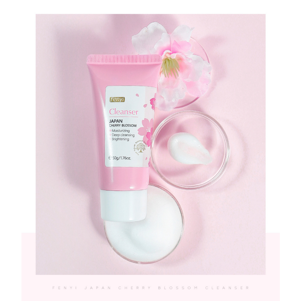 BPOM Fenyi Cherry Blossom Krim Mencerahkan Meringankan Garis Halus Serum Pembersih Set