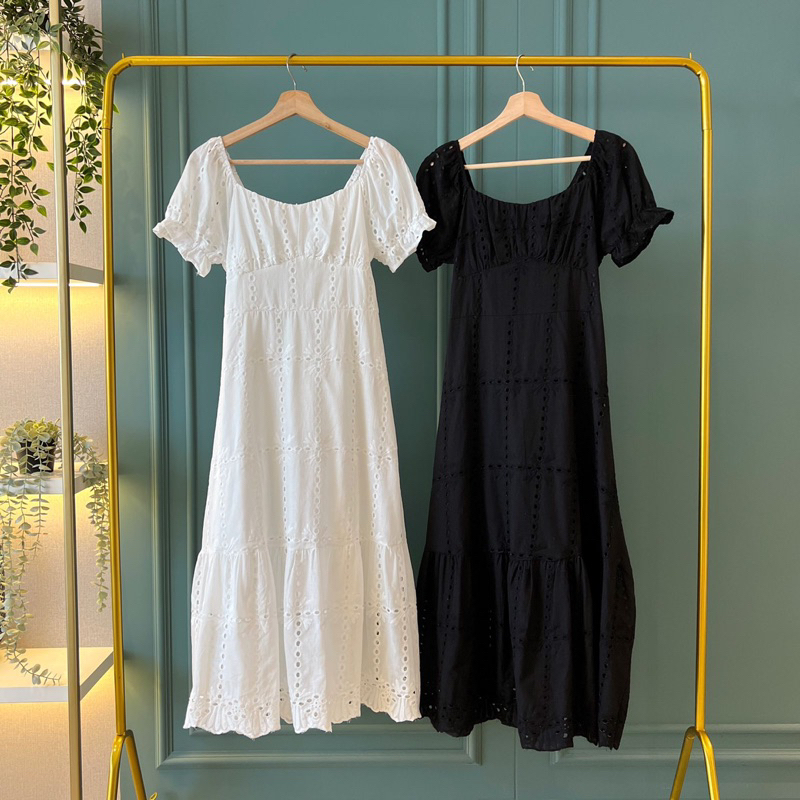 (11338) Premium Eyelet Long Dress / High Quality Dress / Mermaid Dress / Casual Dress / Dress Wanita