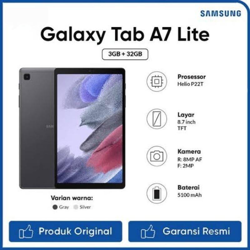 Samsung Tab A7 Lite 4G / Wifi Ram 3/32 GB, Garansi Resmi