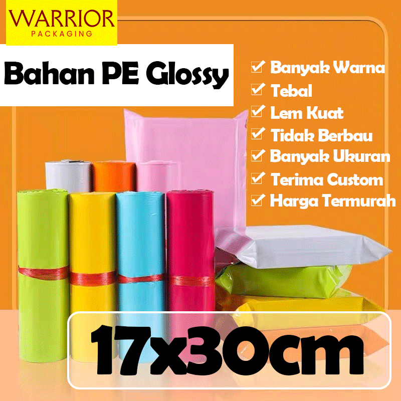 Fumu Plastik Packing Polymailer 17X30CM Isi 100pcs Black Glossy Murah Anti Plong Waterproof Anti Sob
