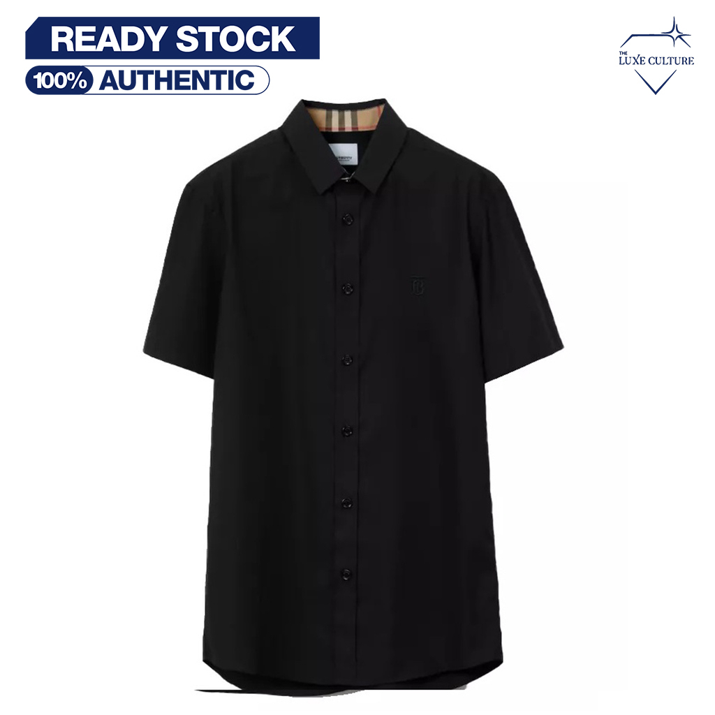 Burberry Logo Black Short Polo Shirt /Kaos Hitam Pria Branded Original