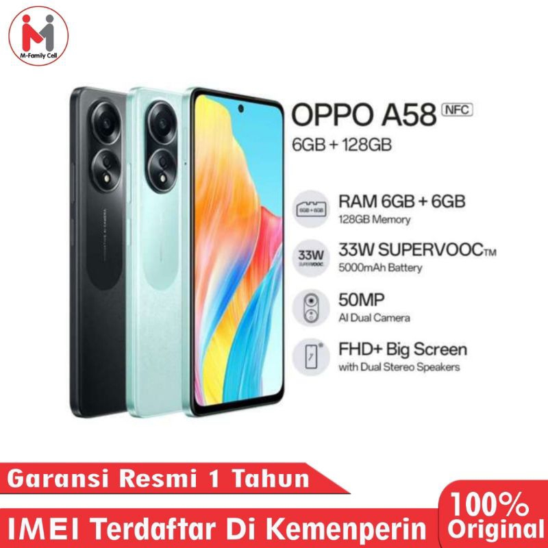 Oppo A58 RAM 12/128 GB NFC Original Garansi Resmi