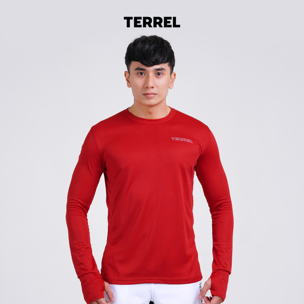 Terrel sportswear Basic Long Sleeve Red baju atasan lengan panjang kaos olahraga dry fit pria lari r