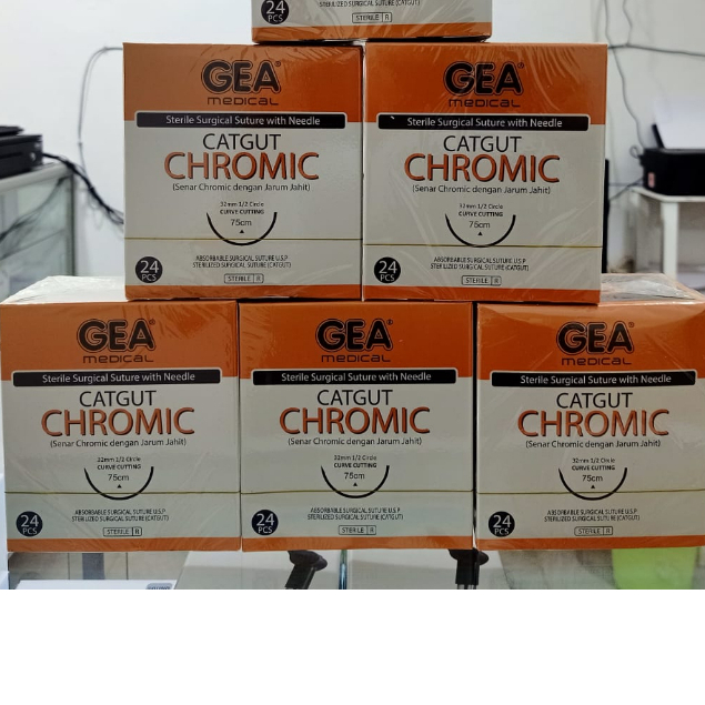 Catgut Chromic / Catgut Plain / Benang Jahit + Jarum - Gea