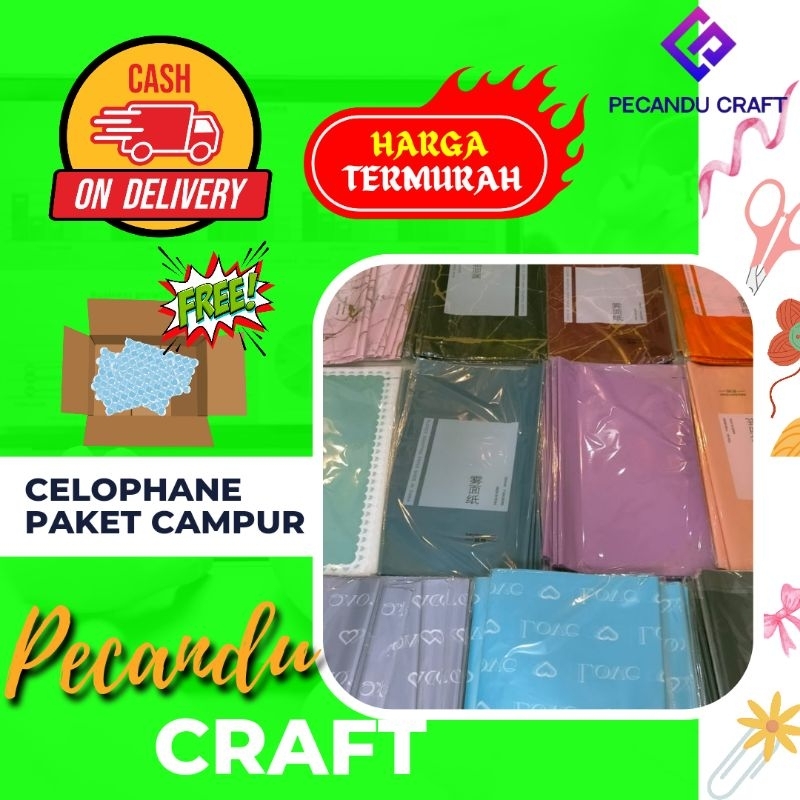 

(ISI 60 LEMBAR) PAKET CELLOPHANE PREMIUM 60 LEMBAR 12 MOTIF