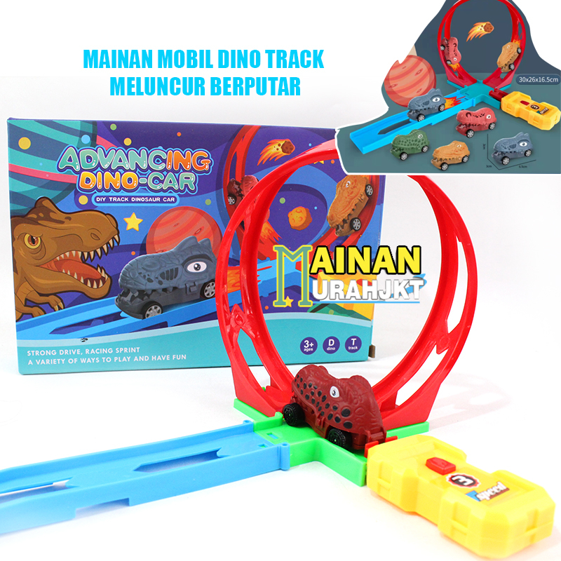 Grosir Mainan Anak Murah Advancing Dino  Diy Track Dinosaur Car No6160 Mobil Car Track Kepala Dino Meluncur Berputar