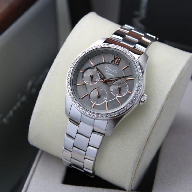 ALEXANDRE CHRISTIE 2827 AC 2827 Ac 2827 SILVER BLACK RANTAI WANITA ORIGINAL