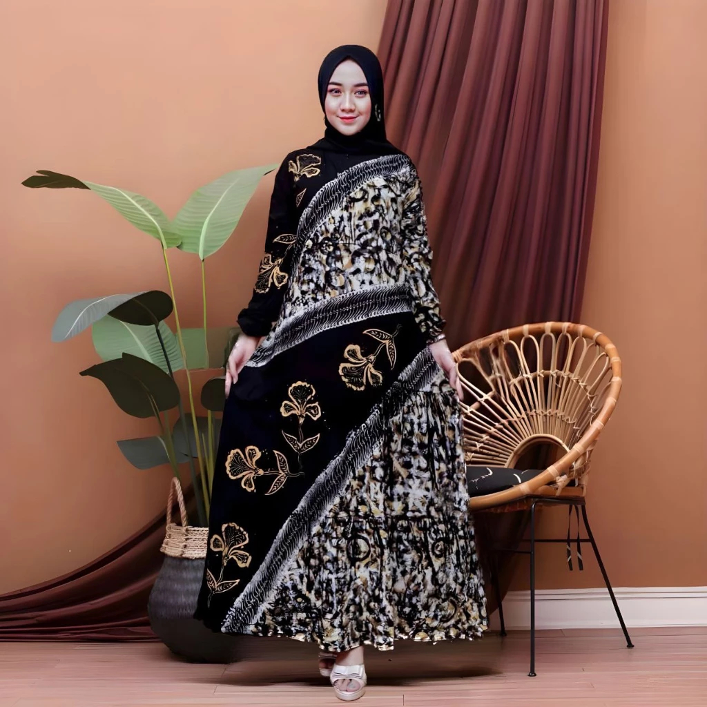 Rizky_collection2 - Gamis Twill Cap Malaman Premium Modern Terbaru Kekinian