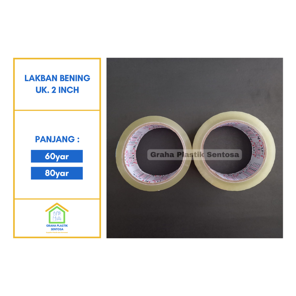 

Lakban Bening Ukuran 2 inch 60 yard
