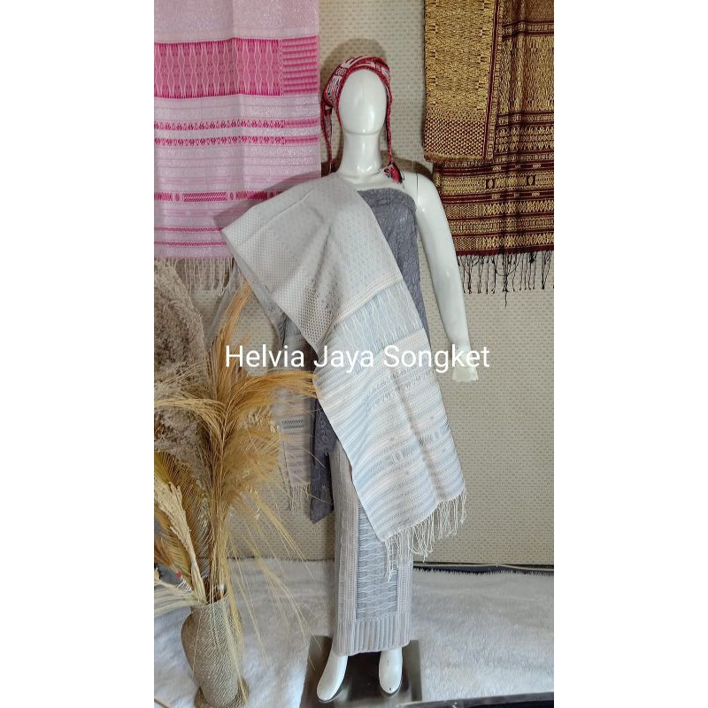 Tumtuman Exclusive Putih Krem Tumpal Abu